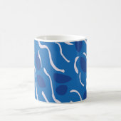 Blue Water Waves Abstraktes Muster Kaffeetasse (Mittel)