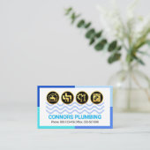 Blue Water Waves Frame Plumbing Visitenkarte (Stehend Vorderseite)