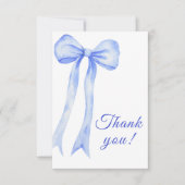 Blue Watercolor a Bow Boy Baby Dusche Dankeskarte (Vorderseite)