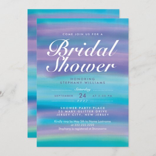 Blue Watercolor Abend Sky Brautparty Einladen Einladung (Vorne/Hinten)