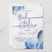 Blue Watercolor Abstrakt Baby Dusche Einladung (Vorderseite)