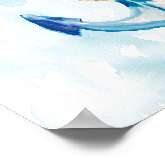 Blue Watercolor Anchor 3 Poster (Ecke)