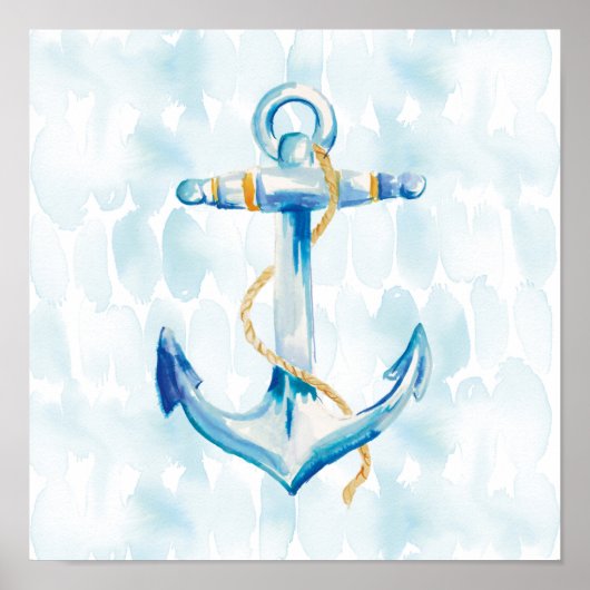 Blue Watercolor Anchor 3 Poster (Vorne)