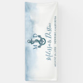 Blue Watercolor Anchor Nautical Wedding Banner (Vertikal)