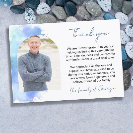 Blue Watercolor Arch Foto Beileid Vielen Dank Dankeskarte