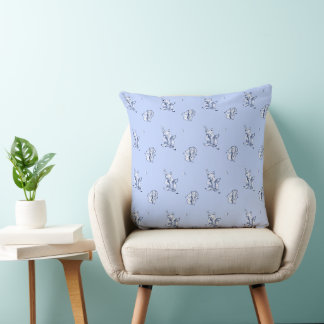 Blue Watercolor Baby Bear & Porcupine Pillow Kissen