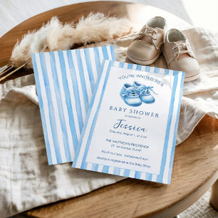 Blue Watercolor Baby Bootie Baby Dusche Einladung