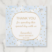 Blue Watercolor Baby Braut Baby Dusche Gefallen Geschenkanhänger (Rückseite)