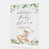 Blue Watercolor Baby Deer Woodland Baby Dusche Acrylschild (Winkel)