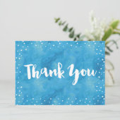 Blue Watercolor Baby Dusche | Dankeschön Karte (Stehend Vorderseite)