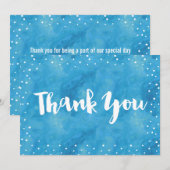 Blue Watercolor Baby Dusche | Dankeschön Karte (Vorne/Hinten)