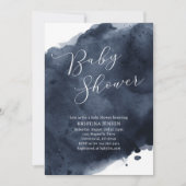 Blue Watercolor Baby Dusche Einladung (Vorderseite)
