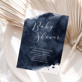 Blue Watercolor Baby Dusche Einladung