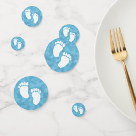 Blue Watercolor Baby Dusche Foot Print Konfetti