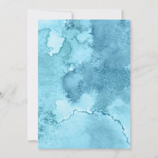 Blue Watercolor Baby Dusche laden ein Einladung (Rückseite)