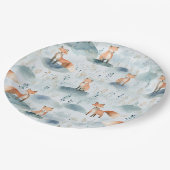 Blue Watercolor Baby Fox Pappteller (Schrägansicht)