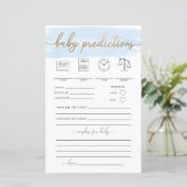 Blue Watercolor Baby Predictions Game (Stehend Vorderseite)