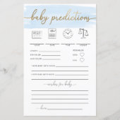 Blue Watercolor Baby Predictions Game (Vorderseite)