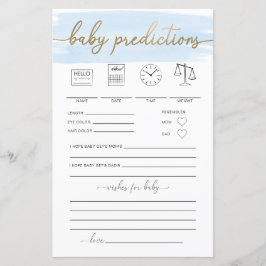 Blue Watercolor Baby Predictions Game