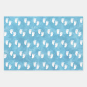 Blue Watercolor Baby Shooting Footprint Muster Geschenkpapier Set (Vorderseite 2)