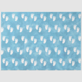 Blue Watercolor Baby Shooting Footprint Muster Seidenpapier