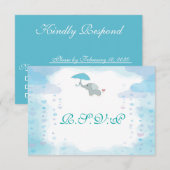 Blue Watercolor Baby Show RSVP Card Karte (Vorne/Hinten)