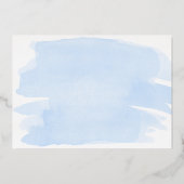 Blue Watercolor Baby Shower Foil Einladung (Rückseite)