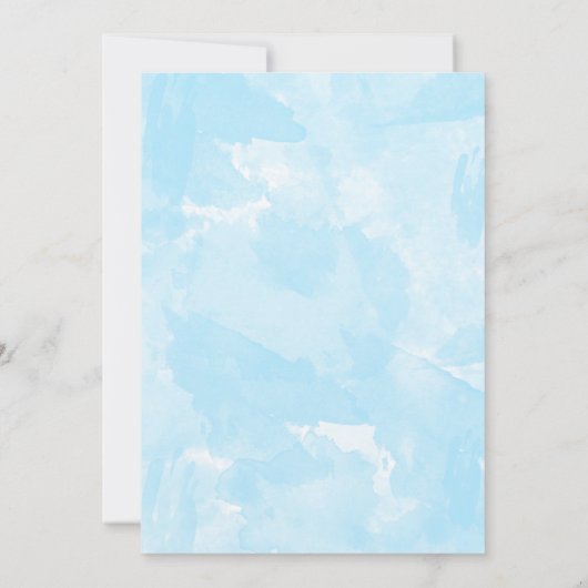 Blue Watercolor Baby Sprinkle / Baby Dusche Einladung (Rückseite)