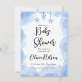 Blue Watercolor Babydusche, Oh Boy Baby Dusche (Vorderseite)