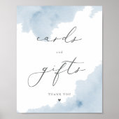 Blue Watercolor Babyduschkarten & Geschenkschild Poster (Vorne)