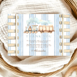 Blue Watercolor Bahn 1. Geburtstag Dankeskarte