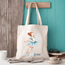 Blue Watercolor Ballerina Dancer Natural