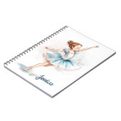 Blue Watercolor Ballerina Dancer Notizblock (Linke Seite)