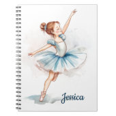 Blue Watercolor Ballerina Dancer Notizblock (Vorderseite)