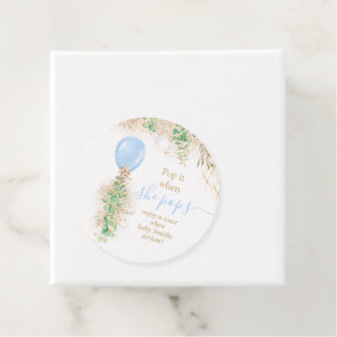Blue Watercolor Balloon Baby Dusche Pop It Geschenkanhänger