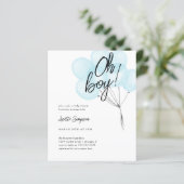 Blue Watercolor Balloons Oh Boy Baby Dusche (Stehend Vorderseite)