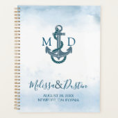 Blue Watercolor Beach Anchor Nautical Wedding Planer (Vorderseite)