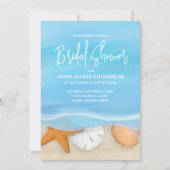 Blue Watercolor Beach Brautparty Geschenkkartei Einladung (Vorderseite)