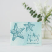 Blue Watercolor Beach Monouncement Card Postkarte (Stehend Vorderseite)