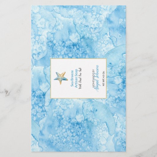 🌊 Blue Watercolor Beach Themed Soap Wraps (Vorderseite)