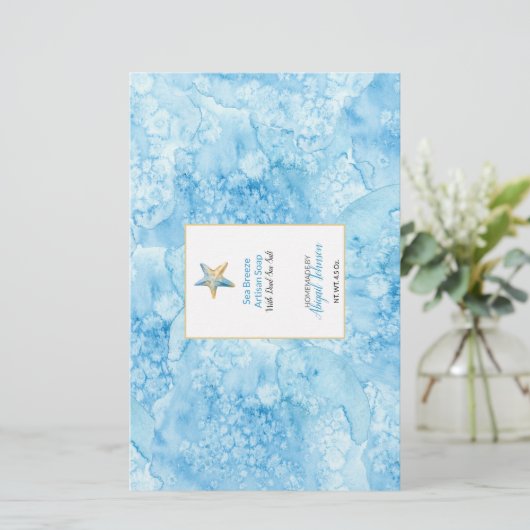 🌊 Blue Watercolor Beach Themed Soap Wraps (Stehend Vorderseite)