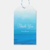 Blue Watercolor Beach Tropical Gastgeschenk Hochze Geschenkanhänger (Vorderseite)