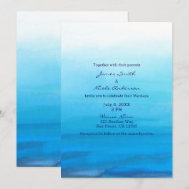 Blue Watercolor Beach Tropical Wedding Einladungen