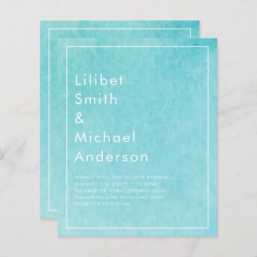 BLUE Watercolor Beach Wedding mit BLIZZARD (Vorne/Hinten)