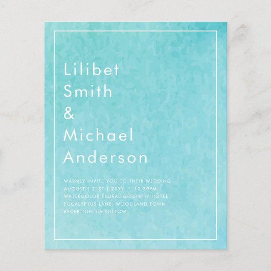 BLUE Watercolor Beach Wedding mit BLIZZARD (Vorderseite)