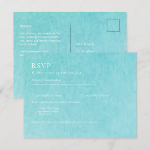 BLUE Watercolor Beach Wedding mit BLIZZARD Postkarte