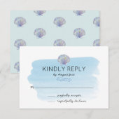 Blue Watercolor Beach Wedding RSVP Card Karte (Vorne/Hinten)