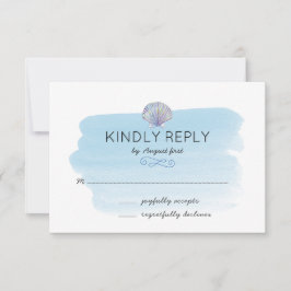 Blue Watercolor Beach Wedding RSVP Card Karte