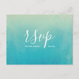 Blue Watercolor Beach Wedding UAwg Einladungspostkarte