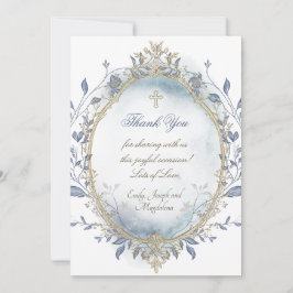 blue watercolor beige frame thank you card einladung